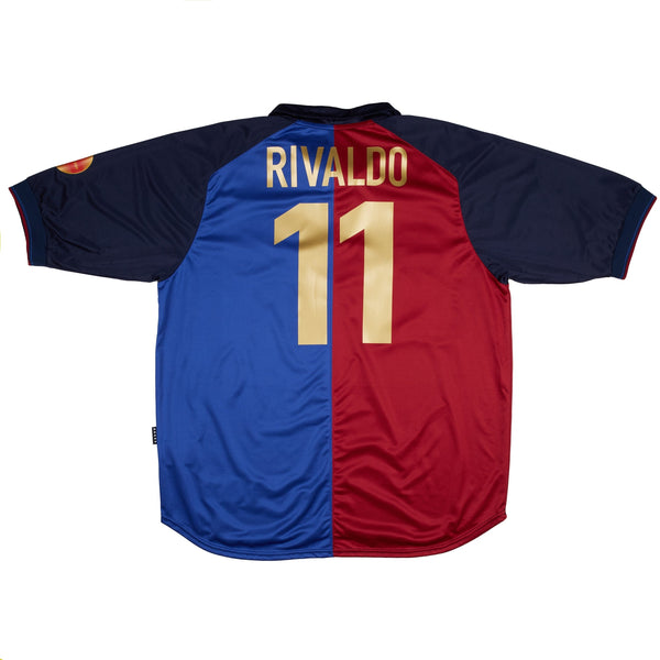 BARCELONA 1999-00 CENTENARY HOME SHIRT - RIVALDO 11 
