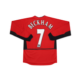 MANCHESTER UNITED 2002-04 LS HOME SHIRT - BECKHAM 7 - KIDS