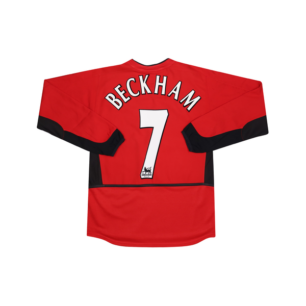 MANCHESTER UNITED 2002-04 LS HOME SHIRT - BECKHAM 7 - KIDS